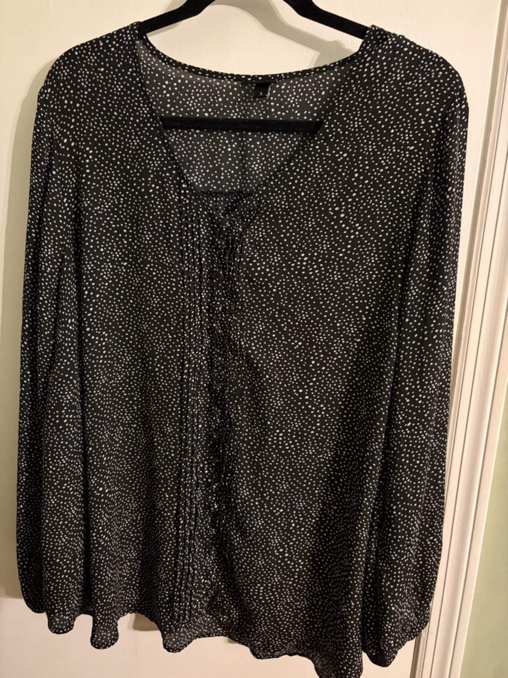 torrid Black and White Polka Dot Lace-Up Blouse